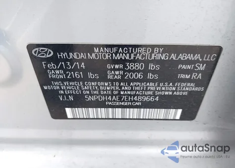 2014 Hyundai Elantra Se from USA, damaged, VIN 5NPDH4AE7EH489664